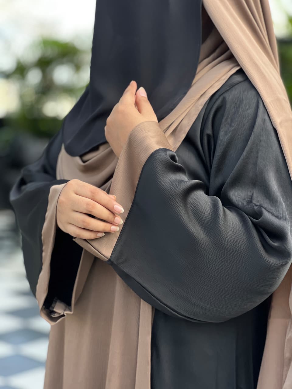 Contrast Overcoat Abaya